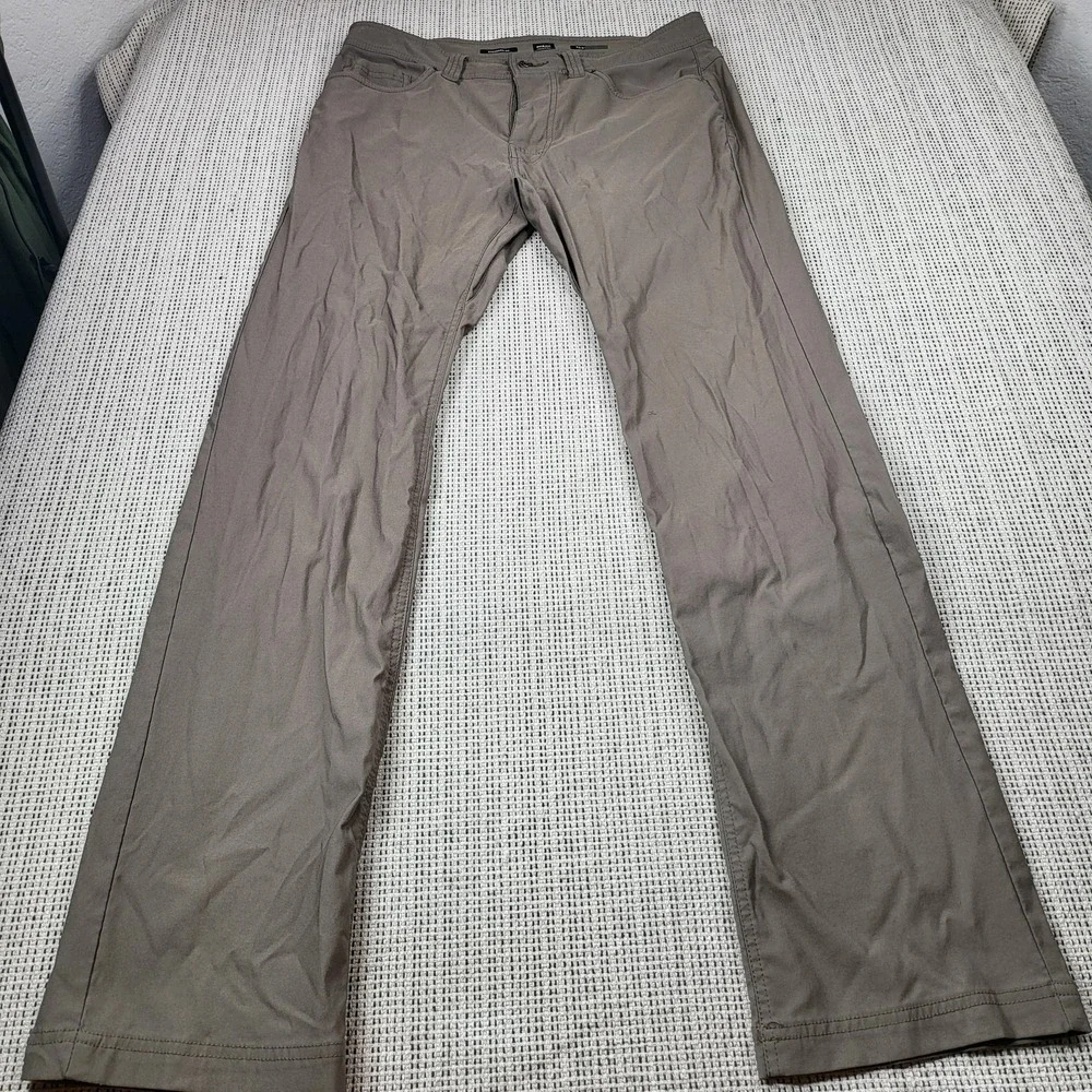 PrAna Pants Mens 33x32 Brown Chino Standard‎ Fit Casual Outdoor Hiking Stretch